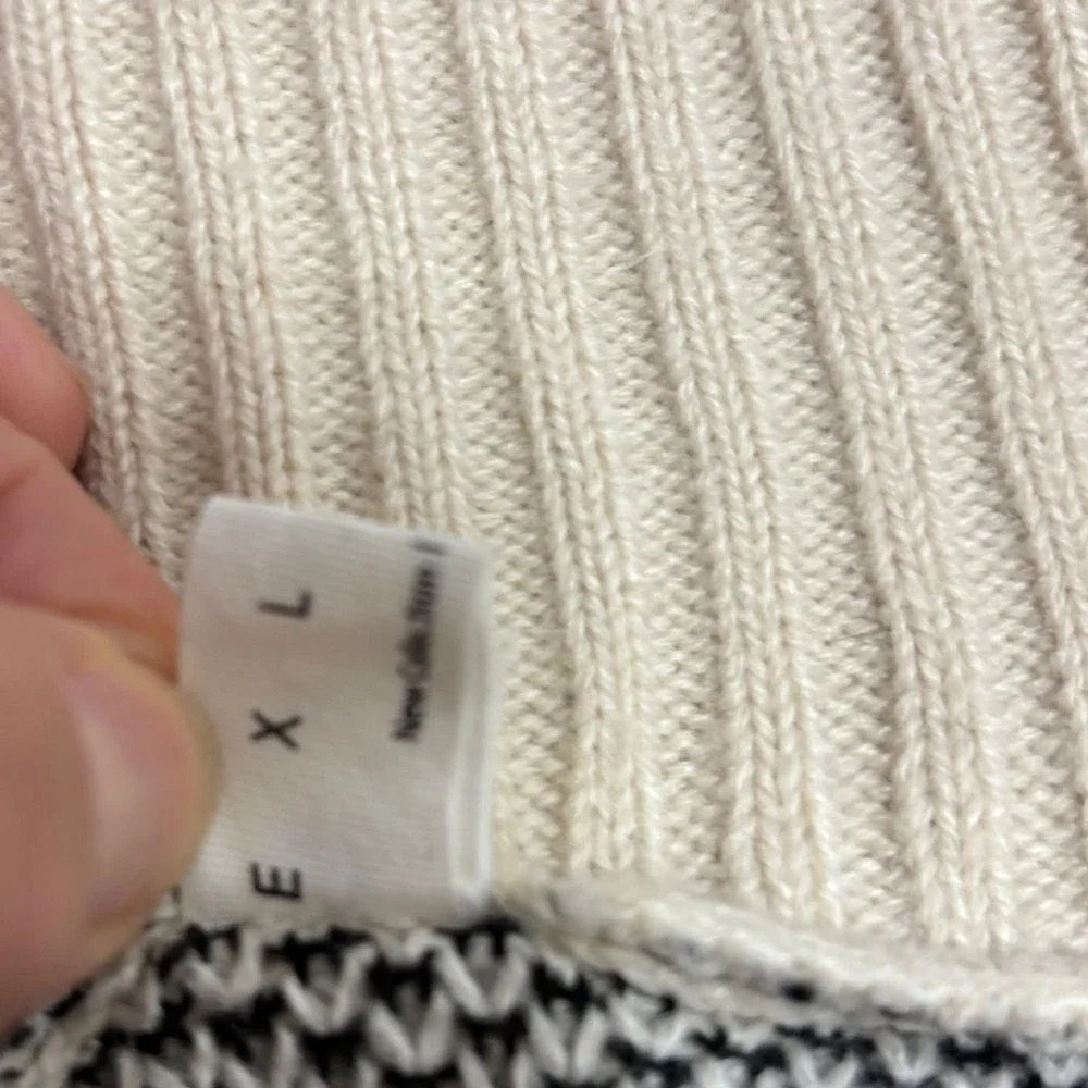 Star Sweater Cream Black‎ Boat Neck Chunky Knit Celestial Casual Cozy XL/2XL